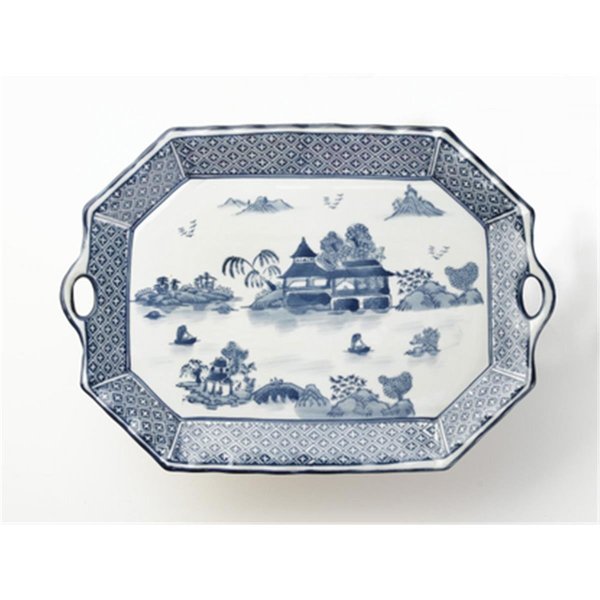 Aa Importing AA Importing 59716A 18 in. Platter; Blue & White 59716A